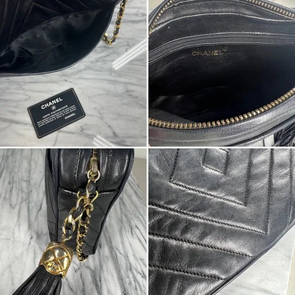 Chanel Black Lambskin Leather CC Quilted Camera Chain Crossbody Bag - Picture 11 of 17